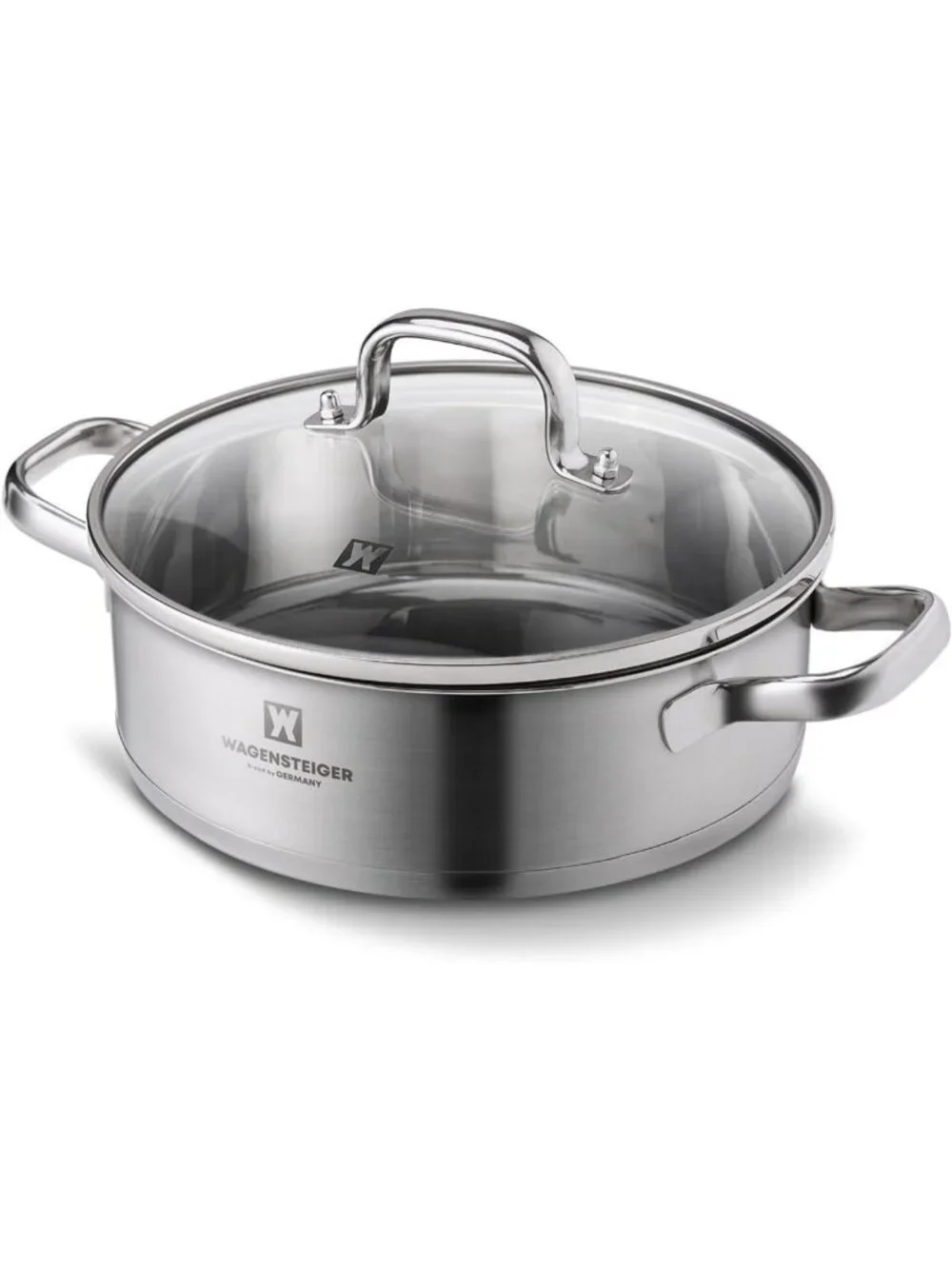 4.3 Quart Stainless Steel Casserole Pot with Glass Lid & Ergonomic Handles
